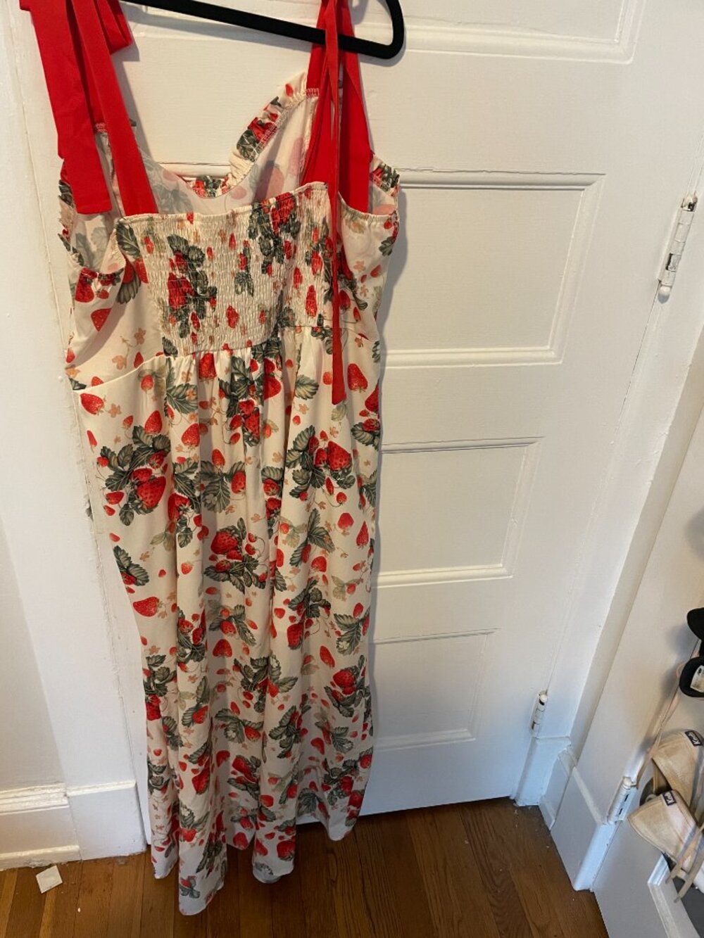 Cider Strawberry Midi Floral Dress with Slit - Picture 2 of 3